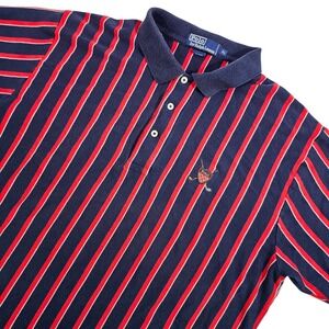 Vtg Polo Ralph Lauren Shirt Mens XL Vertical Striped Polo Rare Golf Crest Logo